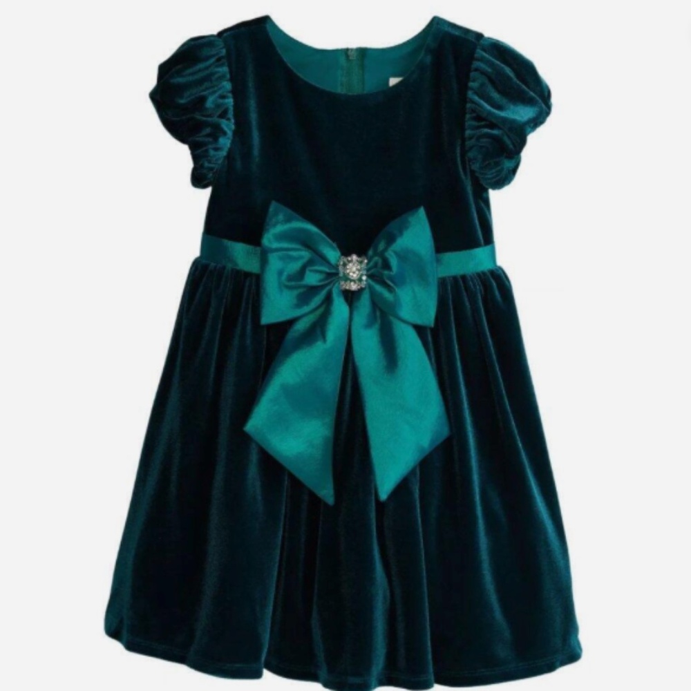 Rare Editions Velvet Dress Green Size 6-9M